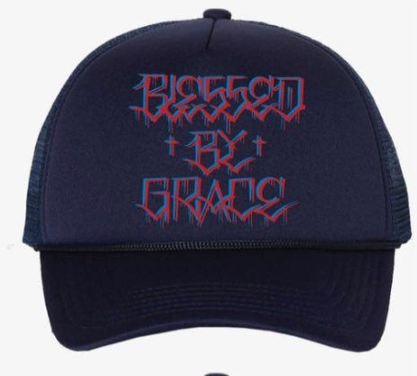 (Black/Red/Blue) Blessed By Grace Hats