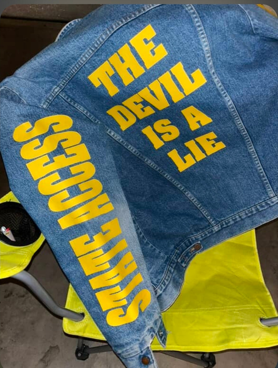 Devil is a Lie Jean Jacket Embroidered