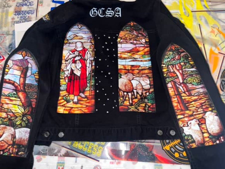 BBG Jean Jacket w/ Religious Embroidery