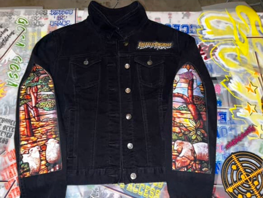 BBG Jean Jacket w/ Religious Embroidery